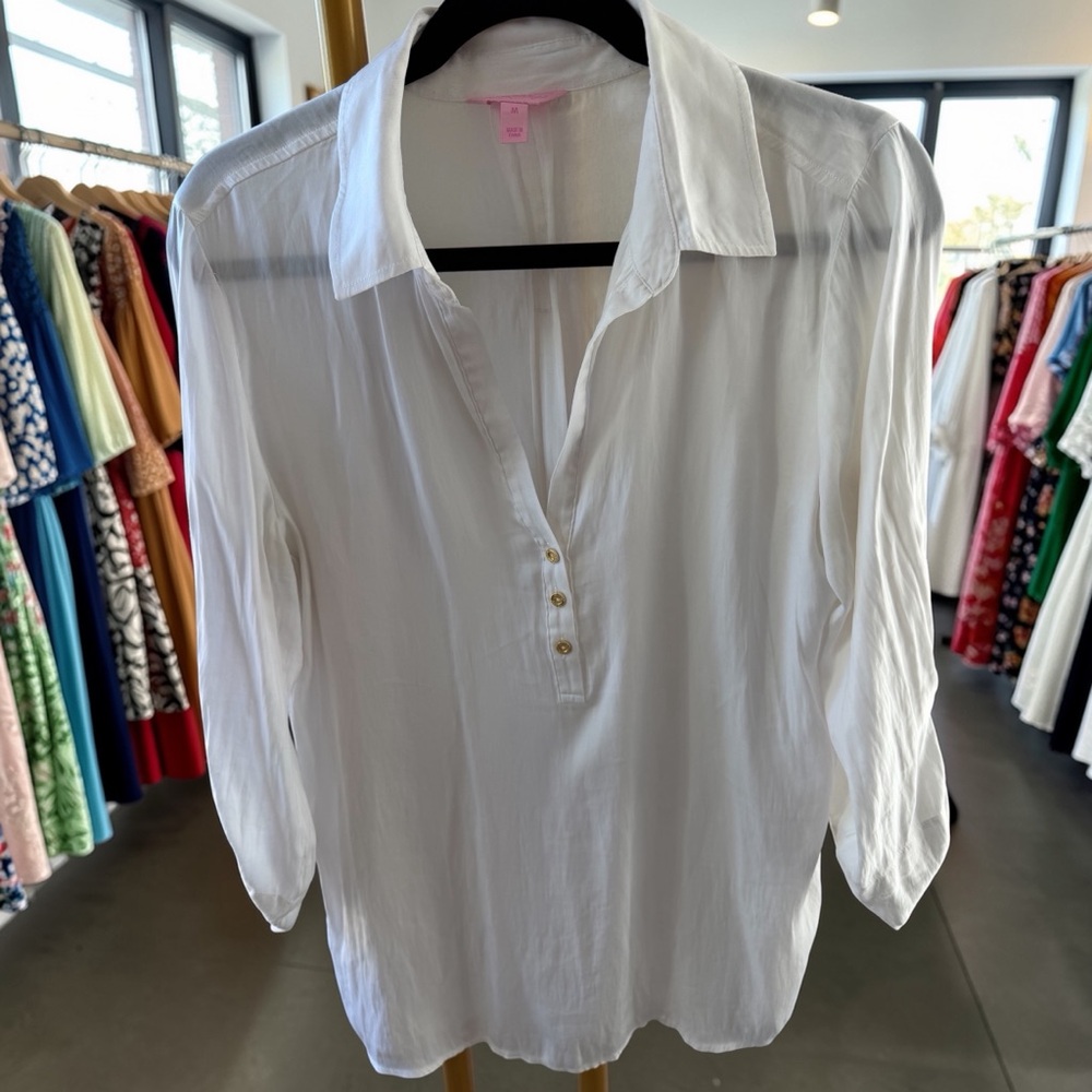 Lilly Pulitzer White Button-Down Shirt